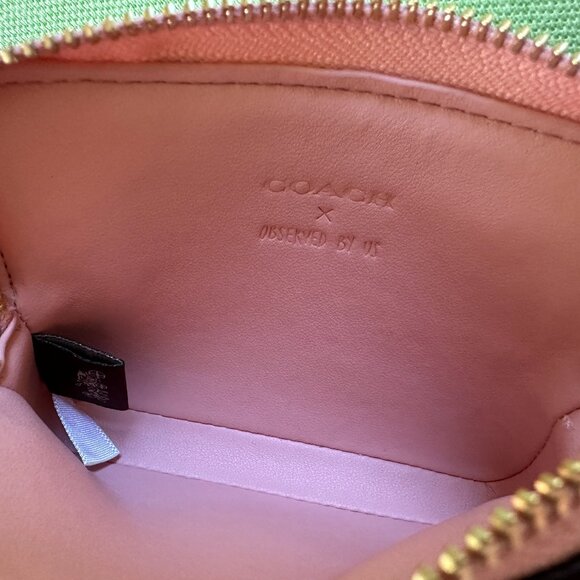 COACH X OBSERVED BY US ZIP CARD CASE:NWT LIGHT PINK/LIGHT KHAKI CU403 - Picture 10 of 12